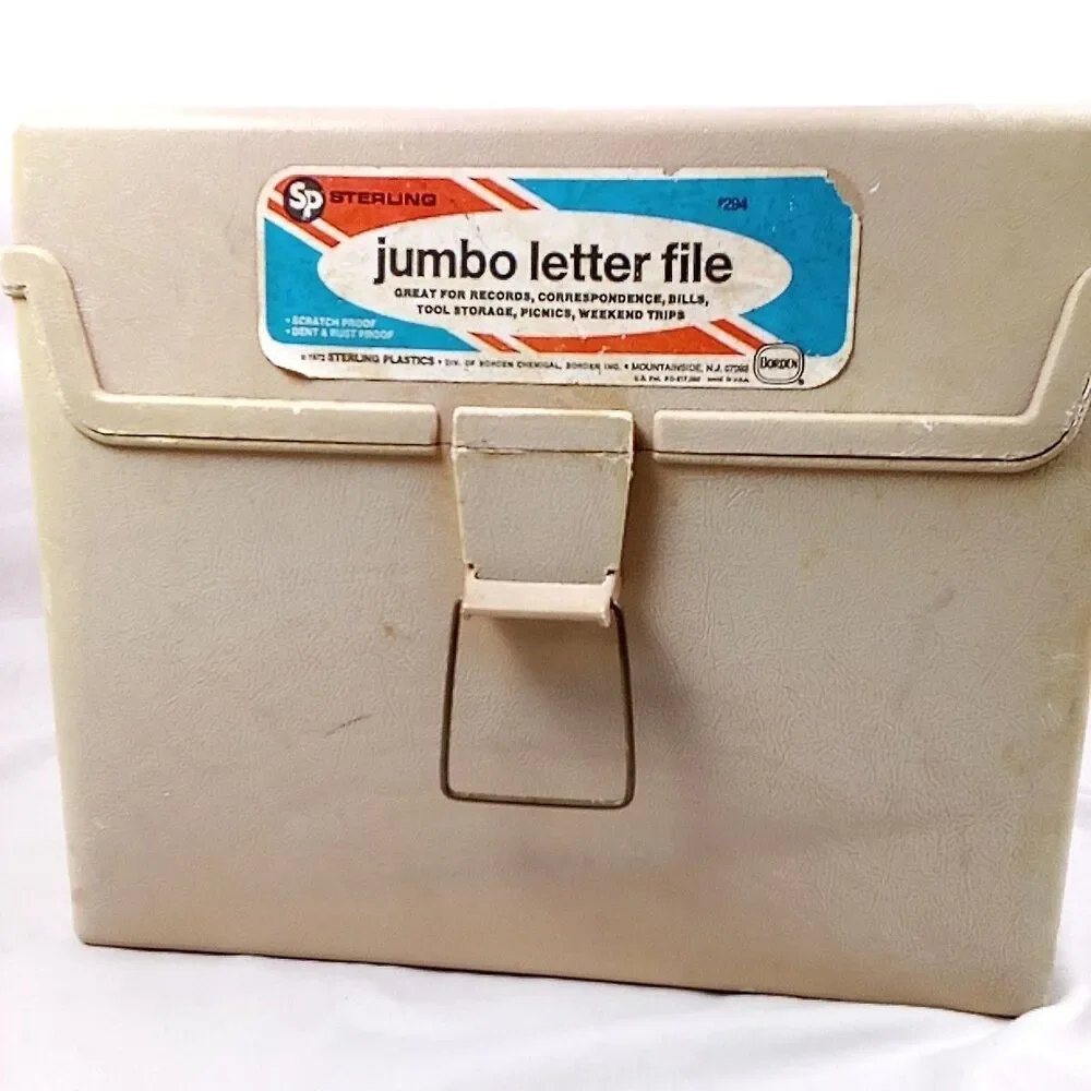 Sterling Jumbo Letter File Storage Box Large Vintage Archive Almond Cream Bin